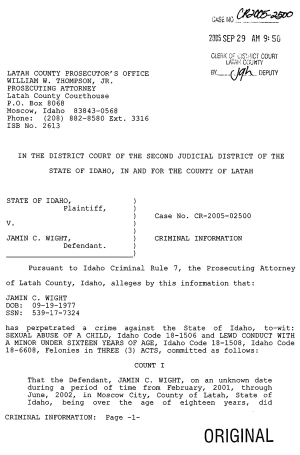 Jamin Wight Criminal Information page 1