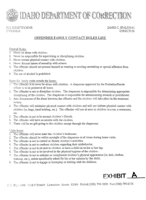 IDOC: Offender Family Contact Rules List