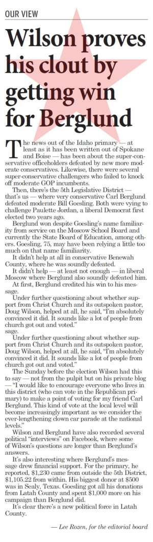 Moscow-Pullman Daily News: “Wilson proves his clout by getting win for Berglund”