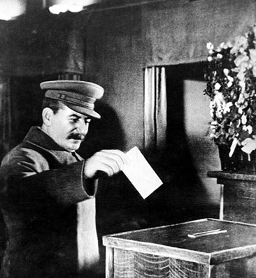 Josef Stalin casts a vote