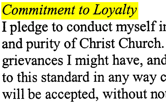 Christ Church Commitment to Loyalty