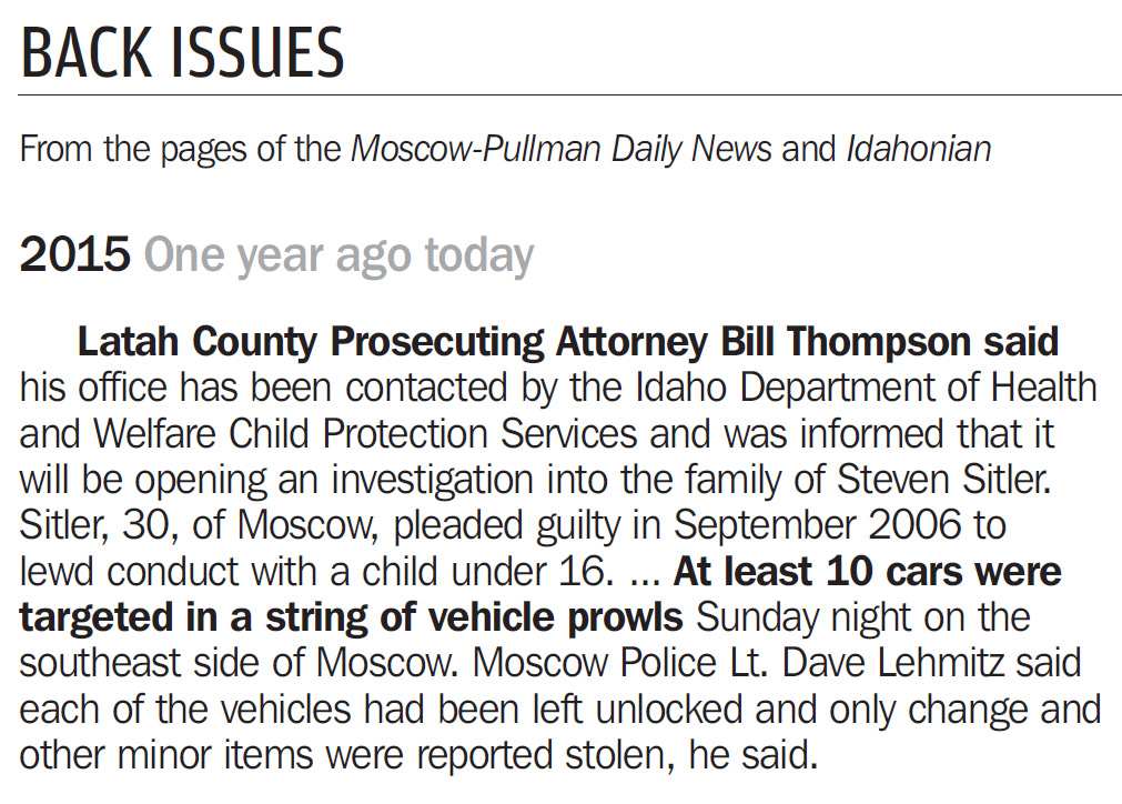 Moscow-Pullman Daily News Back Issues