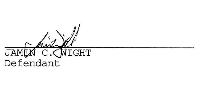 Jamin Wight’s signature