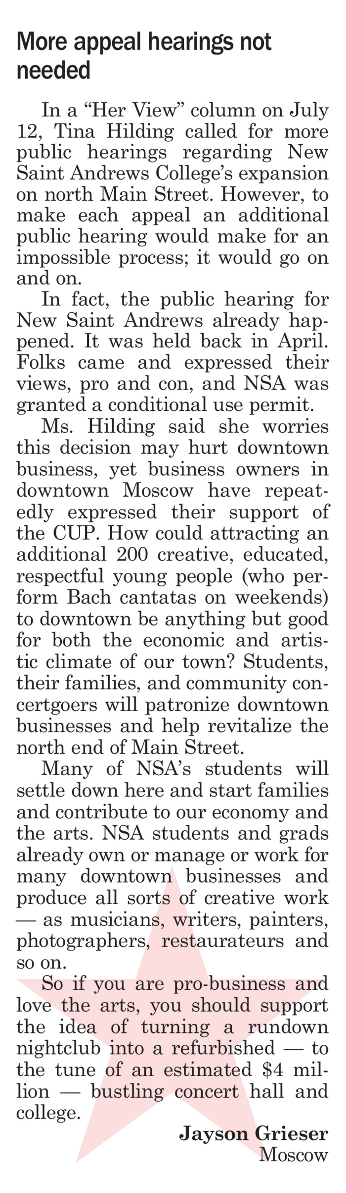 Moscow-Pullman Daily News letter to the editor, July 17, 2017