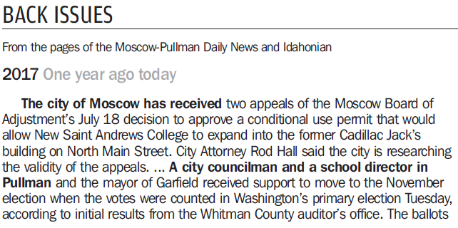 Moscow-Pullman Daily News, August 2, 2018