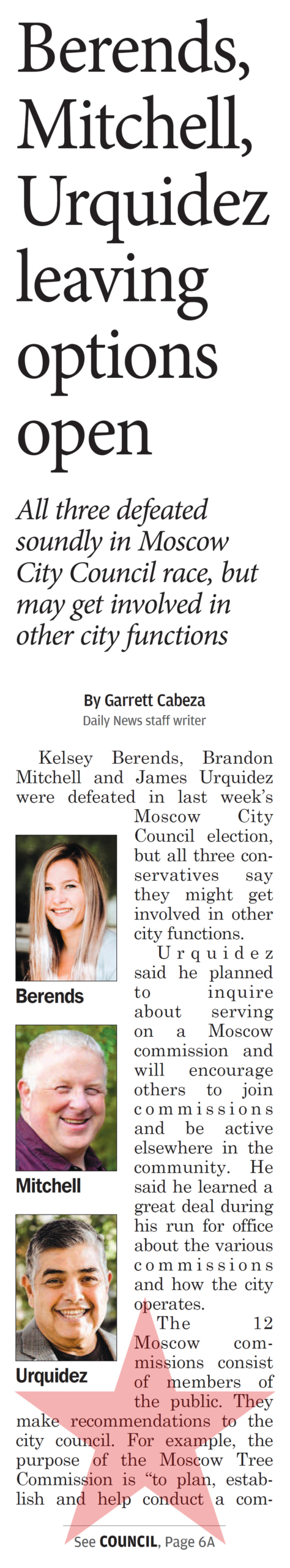 Moscow-Pullman Daily News, November 15, 2019, page 1