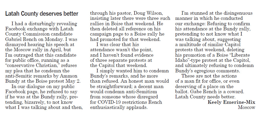 Moscow-Pullman Daily News Letter to the Editor, May 14, 2020, page 5