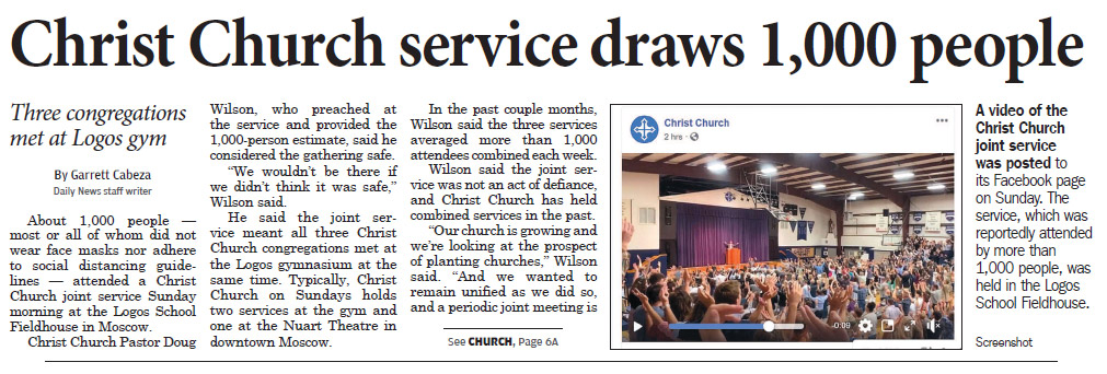 Moscow-Pullman Daily News, June 30, 2020, page 1