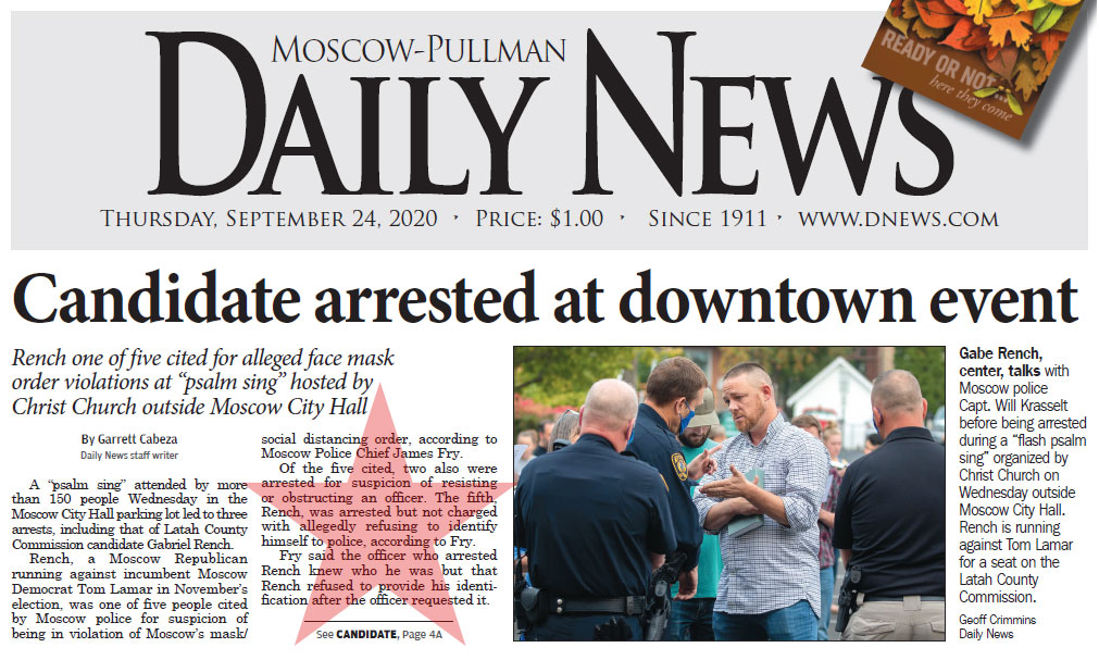 Moscow-Pullman Daily News, September 24, page 1