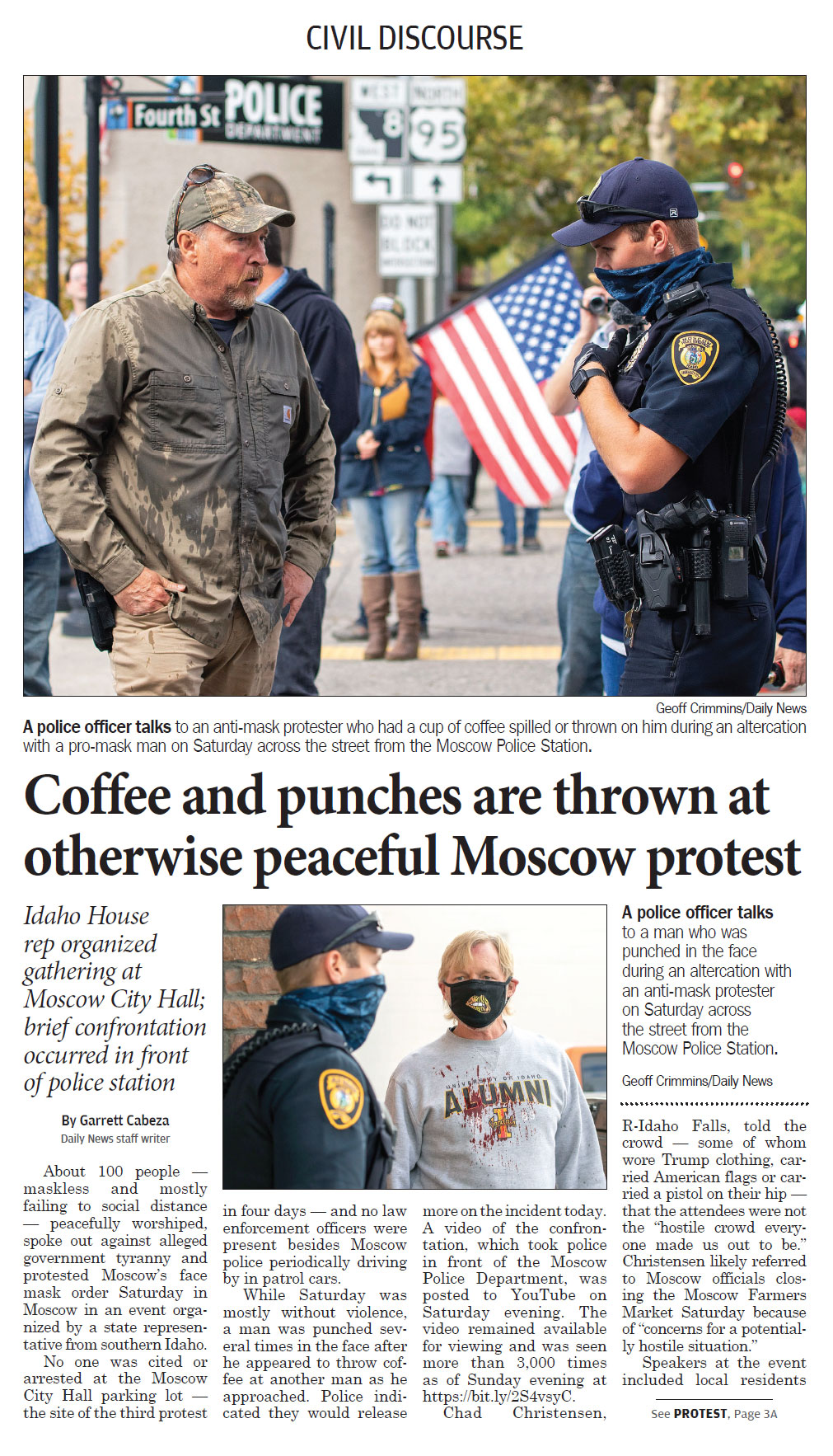 Moscow-Pullman Daily News, September 28, 2020, page 1