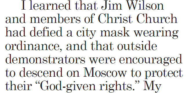 Moscow-Pullman Daily News, September 30, 2020, Letter to the Editor, “Disappointed by closure”