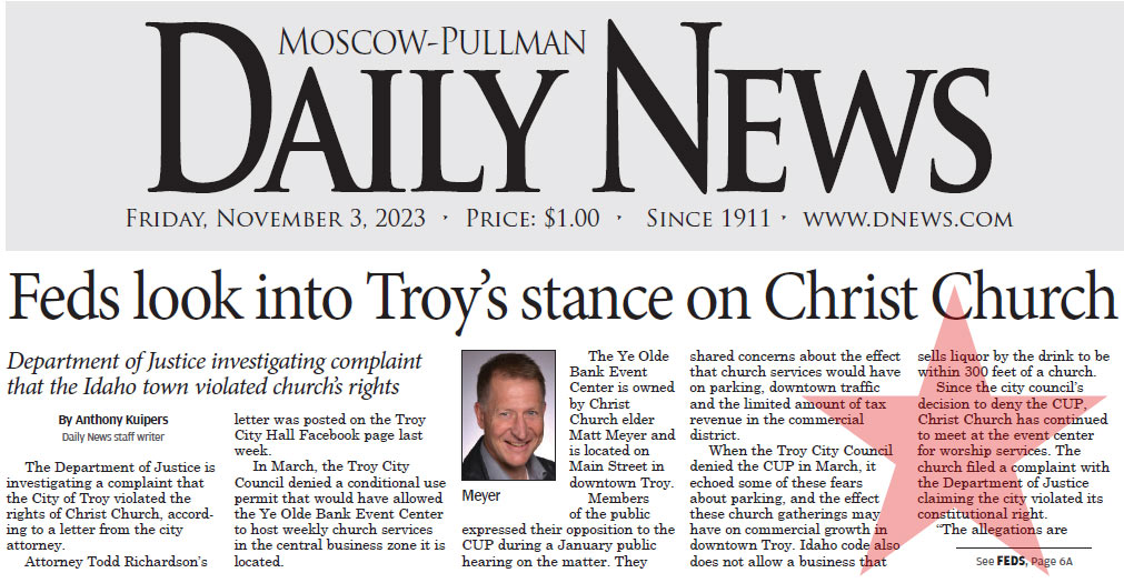 Moscow-Pullman Daily News, November 3, 2023, page 1
